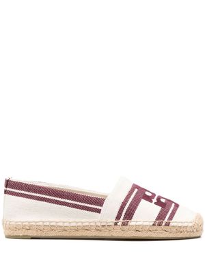 Tory Burch logo-embroidered flat espadrilles - White