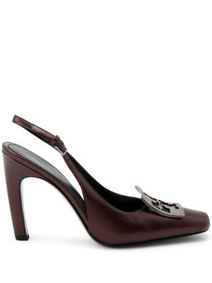 Tory Burch logo-plaque leather pumps - Brown