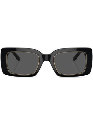 Tory Burch logo-plaque rectangle-frame sunglasses - 170987 Black