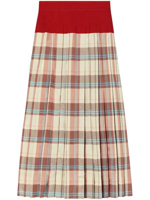 Tory Burch long plaid-check skirt - Red