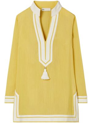 Tory Burch long-sleeve tunic minidress - Yellow
