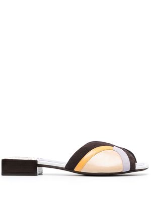 Tory Burch Marquetry colour-block leather mules - Neutrals