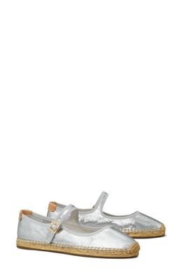 Tory Burch Mary Jane Espadrille Flat in Silver /Gray /Naturale