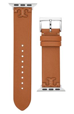 Tory Burch McGraw Leather Apple Watch Watchband in Brown