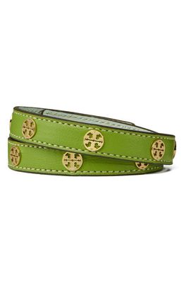 Tory Burch Miller Double Wrap Leather Bracelet in Tory Gold /Wild Leaves