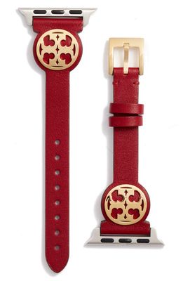 Tory Burch Miller Leather 11mm Apple Watch® Watchband in Cabernet