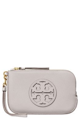 Tory Burch Miller Leather Wristlet in Bay Gray