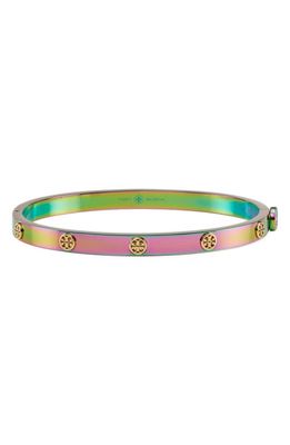 Tory Burch Miller Logo Stud Bangle in Tory Gold /Pink