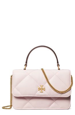 Tory Burch Mini Kira Diamond Quilted Leather Top Handle Bag in Rose Salt