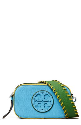 Tory Burch Mini Miller Pop Edge Leather Crossbody Bag in Moroccan Blue