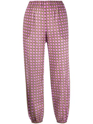 Tory Burch monogram-pattern straight trousers - Purple