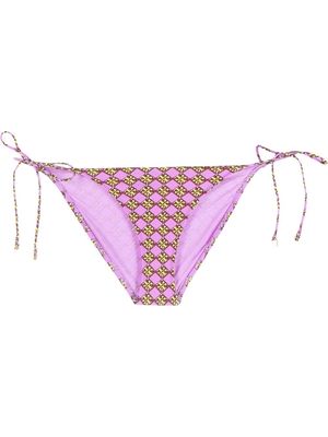 Tory Burch monogram-print bikini bottoms - Purple