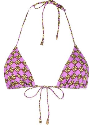 Tory Burch monogram-print bikini top - Purple