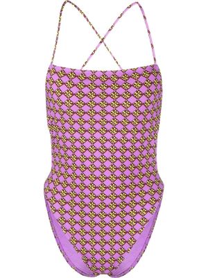 Tory Burch monogram-print swimsuit - Purple