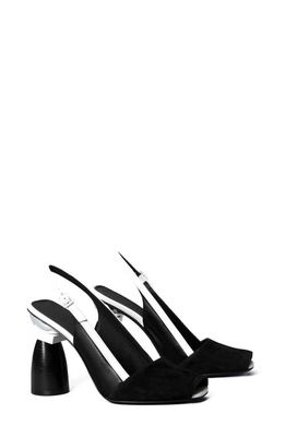 Tory Burch Peep Toe Slingback Sandal in Perfect Black /New Ivory