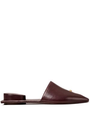 Tory Burch pierced leather slippers - Brown