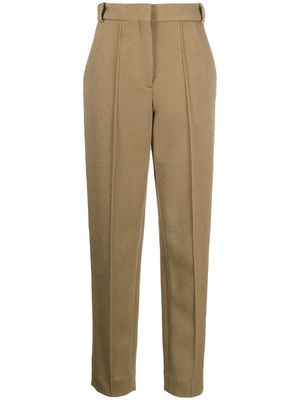 Tory Burch pintuck tapered wool trousers - Green