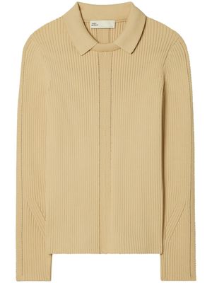 Tory Burch polo-collar ribbed-knit jumper - Neutrals
