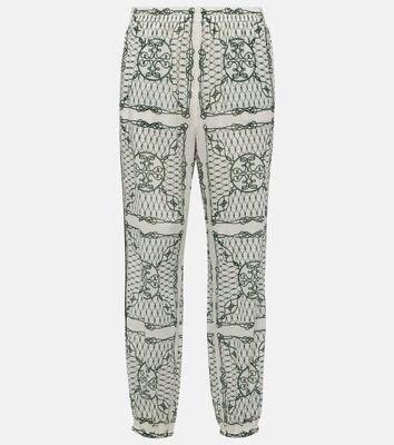 Tory Burch Printed high-rise cotton tapered pants