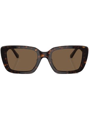 Tory Burch rectangle-frame logo-plaque sunglasses - 172873 Dark Tortoise