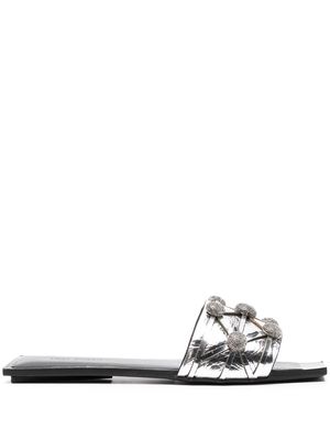 Tory Burch rhinestone-embellishment flat sandals - Silver