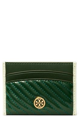 Tory Burch Robinson Quilted Leather Card Case in Pine Tree
