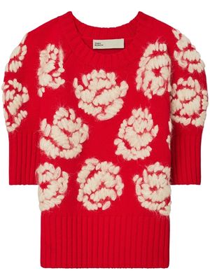 Tory Burch rose-embroidered jumper