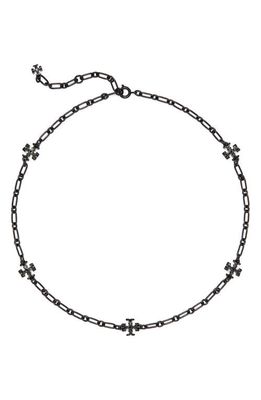 Tory Burch Roxanne Delicate Chain Necklace in Black /Black