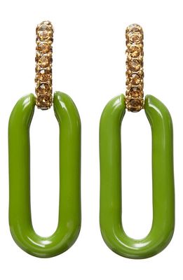 Tory Burch Roxanne Link Earrings in Rolled Tory Gold/green/crystal