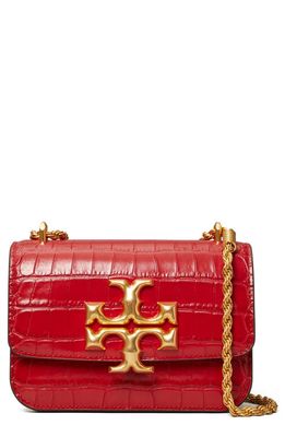 Tory Burch Small Eleanor Croc Embossed Leather Convertible Shoulder Bag in Redstone