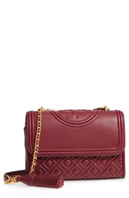 Tory Burch Small Fleming Leather Convertible Shoulder Bag in Imperial Garnet