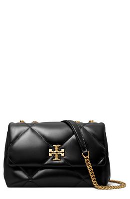 Tory Burch Small Kira Diamond Quilted Convertible Leather Shoulder Bag in Black