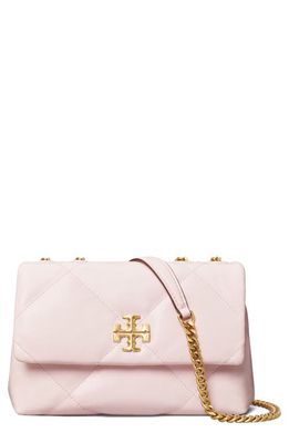 Tory Burch Small Kira Diamond Quilted Convertible Leather Shoulder Bag in Rose Salt