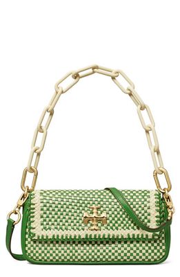 Tory Burch Small Kira Woven Leather Shoulder Bag in Monstera