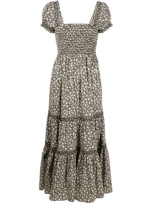 Tory Burch smocked tiered midi dress - Black