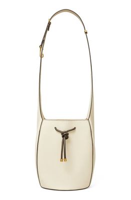 Tory Burch Spaghetti Strap Leather Bucket Bag in Cement