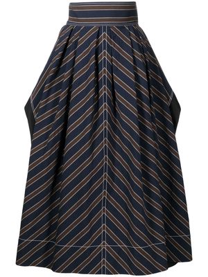 Tory Burch striped flared skirt - Black