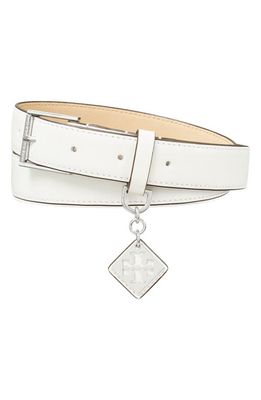 Tory Burch Swing Leather Belt in Optic White