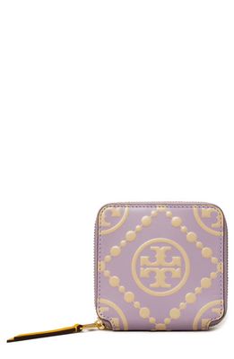 Tory Burch T Monogram Embossed Leather Bifold Wallet in Thistle /Seaside Sand