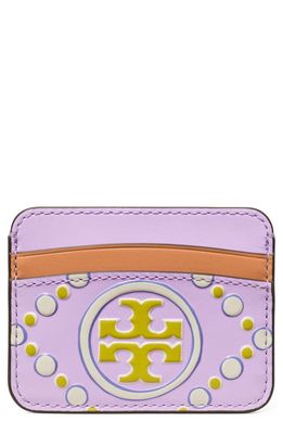 Tory Burch T Monogram Embossed Leather Card Case in Lavender /New Ivory