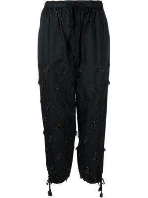 Tory Burch tassel-detail drawstring trousers - Black
