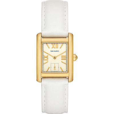 Tory Burch The Eleanor Leather Strap Watch, 25mm x 34mm in Ivory 