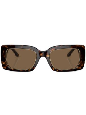 Tory Burch tortoiseshell-effect rectangle-frame sunglasses - 172873 Dark Tortoise