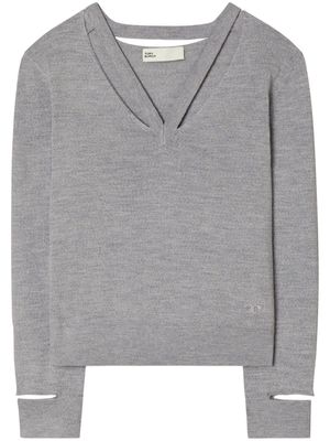 Tory Burch V-neck merino-wool jumper - Grey