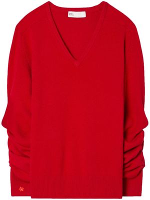 Tory Burch V-neck wool-blend jumper - Red