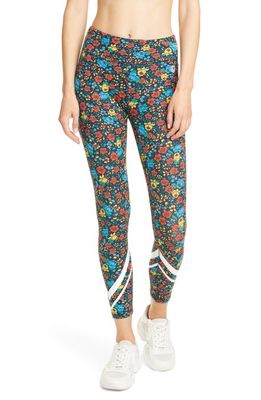 Tory Sport by Tory Burch Tory Sport Floral Print Chevron 7/8 Leggings in Tory Navy Primary Floral