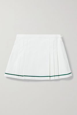 Tory Sport - Pleated Webbing-trimmed Twill Tennis Skirt - White