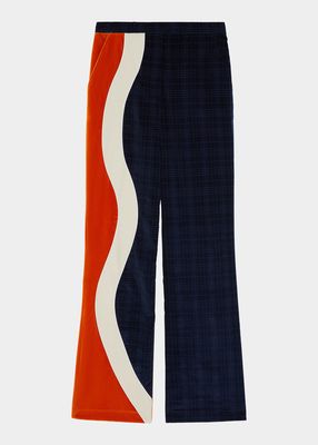 Tosin Straight Combo Trousers with Wavy Panel