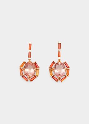Tote Earrings with Pink Tourmaline and Fire Opal