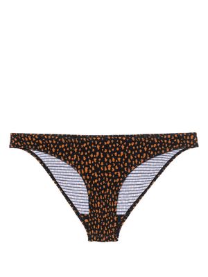 TOTEME abstract-print shirred bikini bottoms - Black